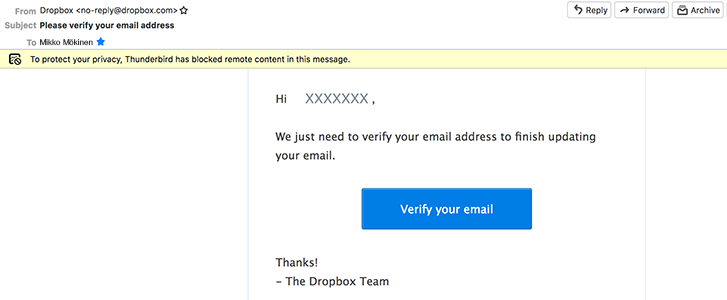 example of verification e-mail